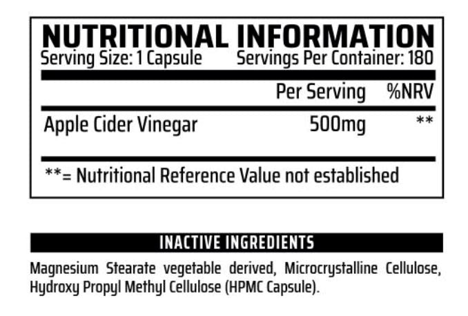 Chemical Warfare - Apple Cider Vinegar 180 caps