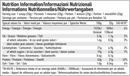 Nutrition information label for a product with various nutritional values listed.