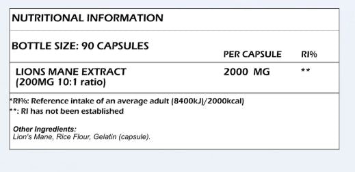 Insight Lions Mane 2000mg - 90 Capsules