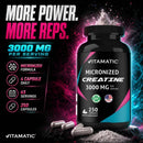 Vitamatic - Vitamatic Micronized Creatine Monohydrate 3000 mg - 250 Caps