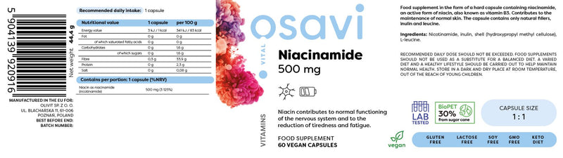 Osavi - Niacinamide 500 mg 60vcaps